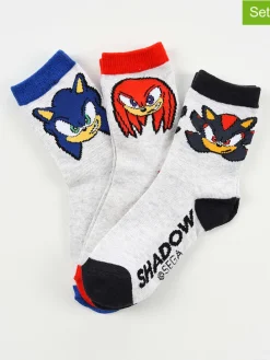 Skarpety (3 pary) "Sonic" w kolorze białym ze wzorem