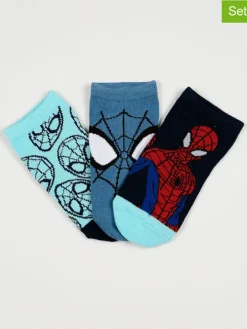 Skarpety (3 pary) "Spiderman" w kolorze błękitno-niebiesko-granatowym