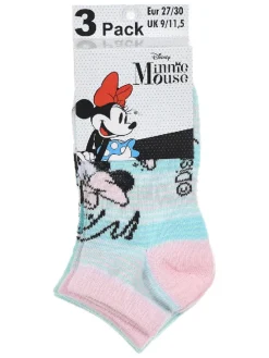 Skarpety-stopki (3 pary) "Minnie" w różnych kolorach