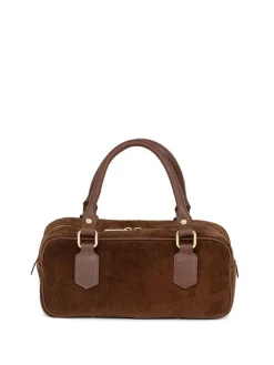 Skórzana torebka "Suede" w kolorze brązowym - 27 x 14 x 12 cm