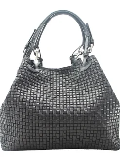 Skórzana torebka w kolorze czarnym - 34 x 29 x 18 cm