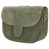 Skórzana torebka w kolorze khaki - 21 x 16 x 6 cm