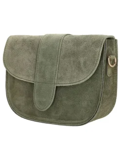 Skórzana torebka w kolorze khaki - 21 x 16 x 6 cm
