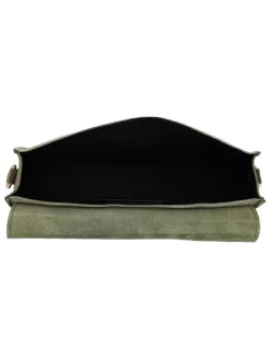 Skórzana torebka w kolorze khaki - 21 x 16 x 6 cm