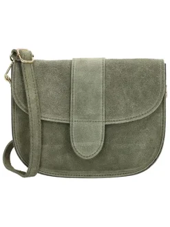 Skórzana torebka w kolorze khaki - 21 x 16 x 6 cm
