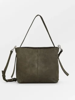Skórzana torebka w kolorze khaki - 24 x 22 x 10 cm
