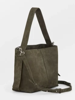 Skórzana torebka w kolorze khaki - 24 x 22 x 10 cm