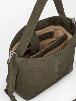 Skórzana torebka w kolorze khaki - 24 x 22 x 10 cm