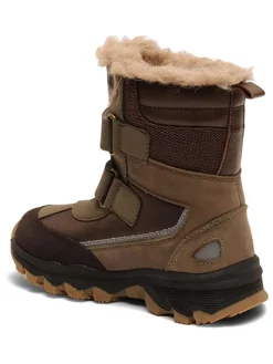 Skórzane botki zimowe w kolorze khaki