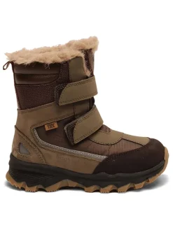 Skórzane botki zimowe w kolorze khaki