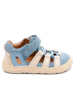 Skórzane buty barefoot "Fiona" w kolorze błękitno-kremowym