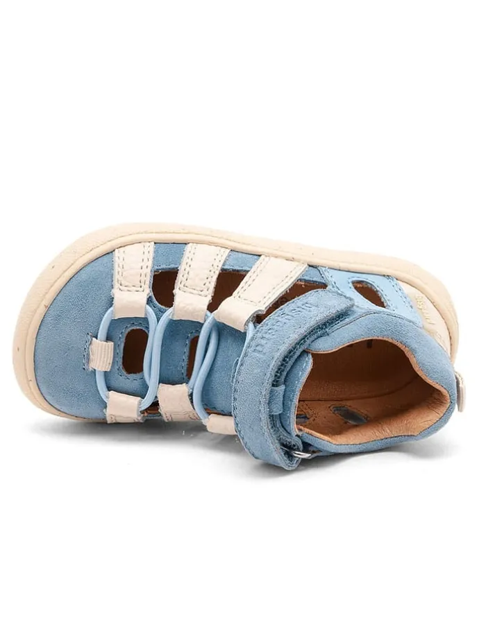 Skórzane buty barefoot "Fiona" w kolorze błękitno-kremowym