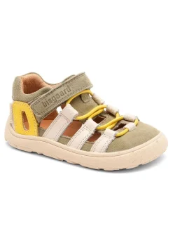 Skórzane buty barefoot "Fiona" w kolorze oliwkowo-kremowym