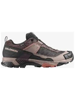 Skórzane buty turystyczne "X ULTRA 5 GTX" w kolorze antracytowo-fioletowo-beżowym