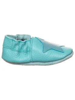 Skórzane buty w kolorze błękitnym do raczkowania