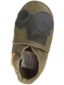Skórzane buty w kolorze khaki do raczkowania