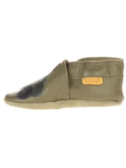 Skórzane buty w kolorze khaki do raczkowania