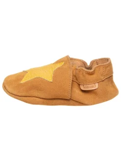 Skórzane buty w kolorze pomarańczowym do raczkowania