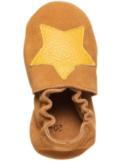 Skórzane buty w kolorze pomarańczowym do raczkowania