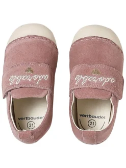 Skórzane buty w kolorze różowym do nauki chodzenia