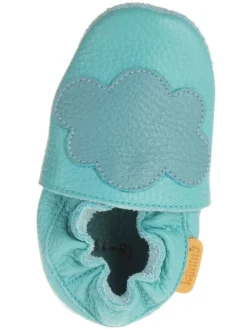 Skórzane buty w kolorze turkusowym do raczkowania
