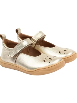 Skórzane buty w kolorze złotym do chodzenia na boso