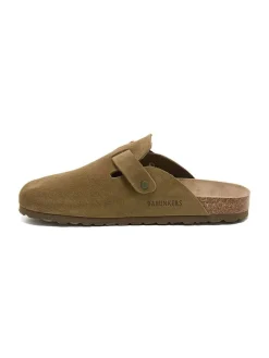 Skórzane chodaki w kolorze khaki