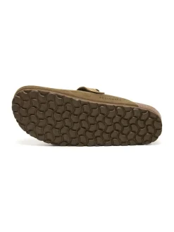 Skórzane chodaki w kolorze khaki