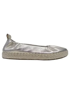 Skórzane espadryle w kolorze srebrnym
