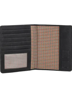 Skórzane etui w kolorze czarnym na karty - 14 x 14 x 3,5 cm
