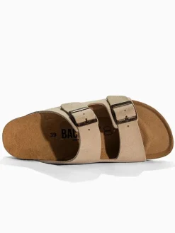 Skórzane klapki "Bali" w kolorze beżowym