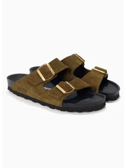 Skórzane klapki "Bali" w kolorze khaki
