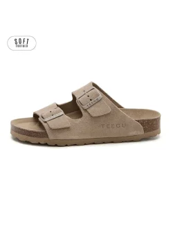 Skórzane klapki w kolorze brązowym