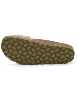 Skórzane klapki w kolorze khaki