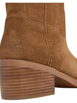 Skórzane kozaki w kolorze jasnobrązowym