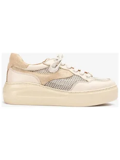 Skórzane sneakersy w kolorze beżowym