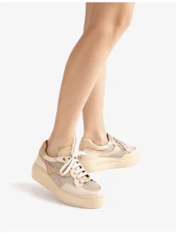 Skórzane sneakersy w kolorze beżowym