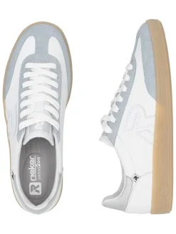 Skórzane sneakersy w kolorze biało-błękitnym