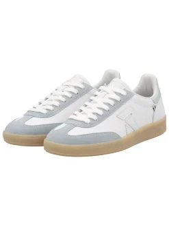 Skórzane sneakersy w kolorze biało-błękitnym