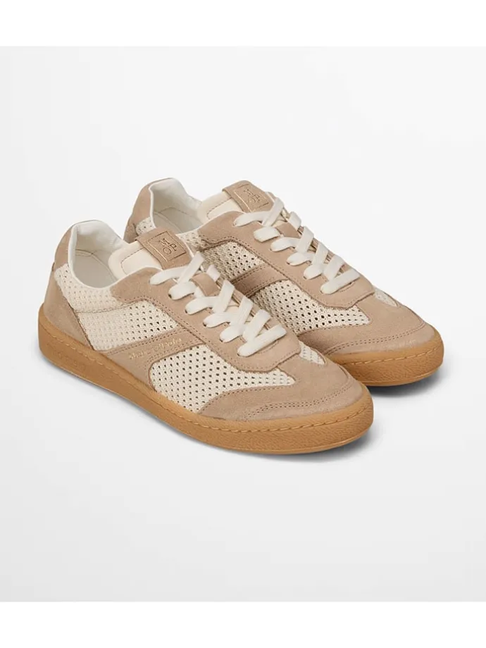 Skórzane sneakersy w kolorze beżowym