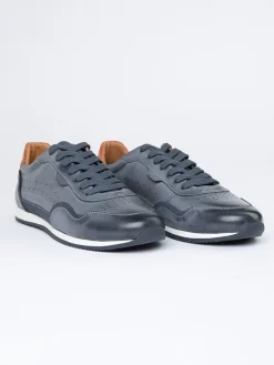 Skórzane sneakersy w kolorze niebieskim