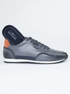 Skórzane sneakersy w kolorze niebieskim