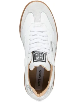 Skórzane sneakersy w kolorze srebrno-białym