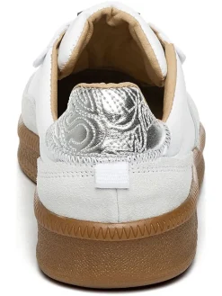 Skórzane sneakersy w kolorze srebrno-białym