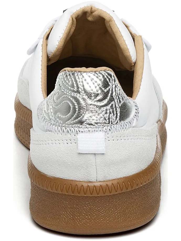 Skórzane sneakersy w kolorze srebrno-białym