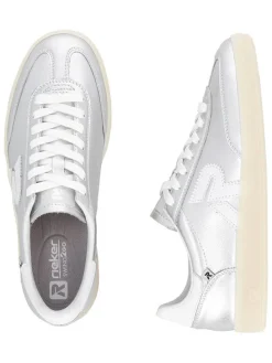 Skórzane sneakersy w kolorze srebrnym