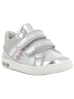 Skórzane sneakersy w kolorze srebrnym