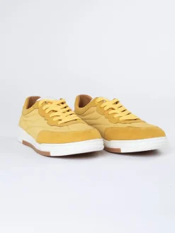 Skórzane sneakersy w kolorze żółtym