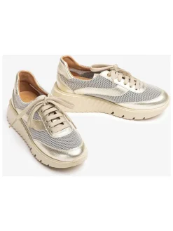Skórzane sneakersy w kolorze złotym