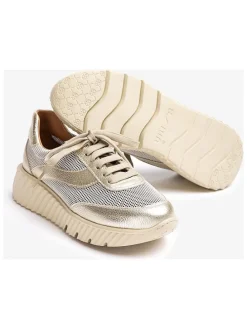 Skórzane sneakersy w kolorze złotym